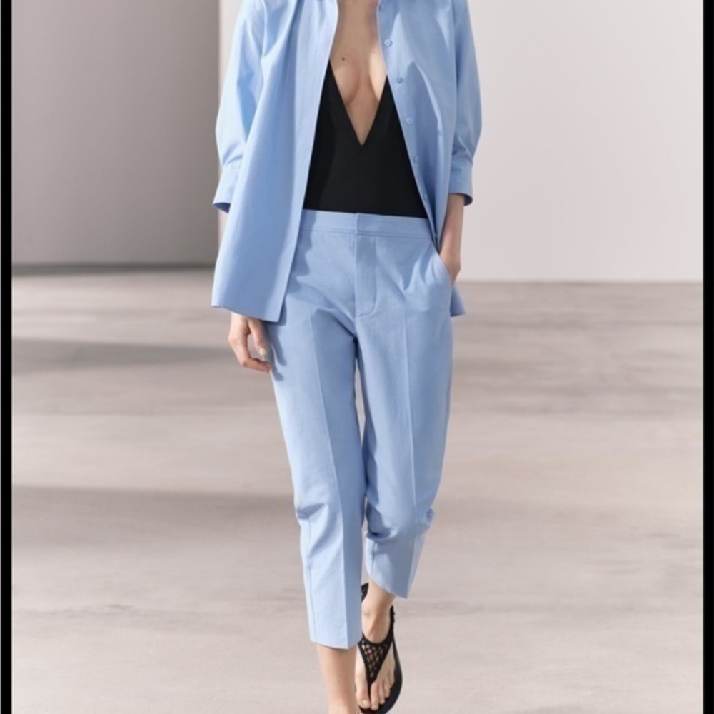 Zara NWT ZW Collection straight leg pants blue